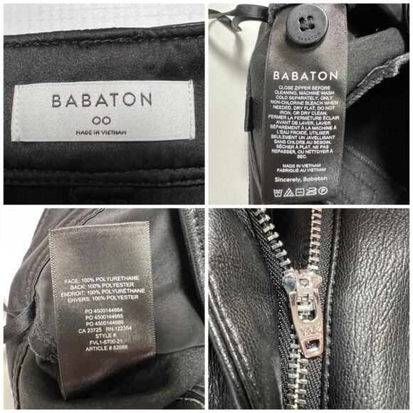 Babaton Command Cropped Mid-rise Vegan Leather Pant SIZE 00 Black Trousers - Picture 5 of 14